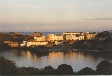 Tenby harbour at sunset